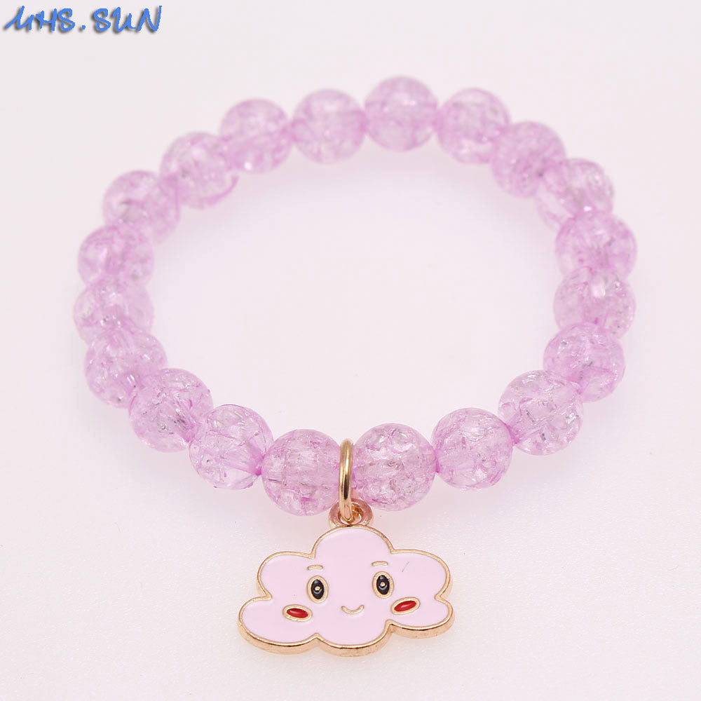 Wholesale Rainbow Cloud Oil Drip Acrylic Beaded Bracelet